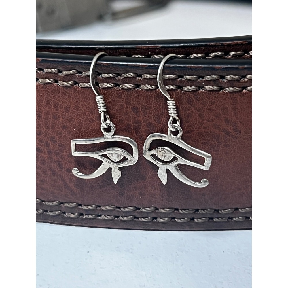 925 Sterling Silver Eye of Horus Dangle Earrings Egyptian Revival Jewelry